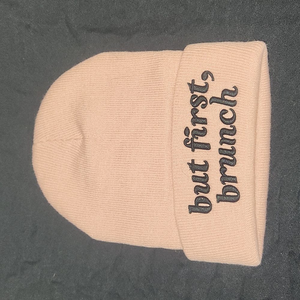 'But first, Brunch' Pink Beanie/Hat